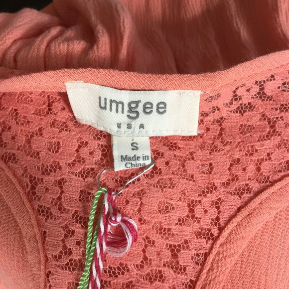 Umgee Salmon Crocheted Lace, Racer Back Swing Tank - Picture 6 of 7